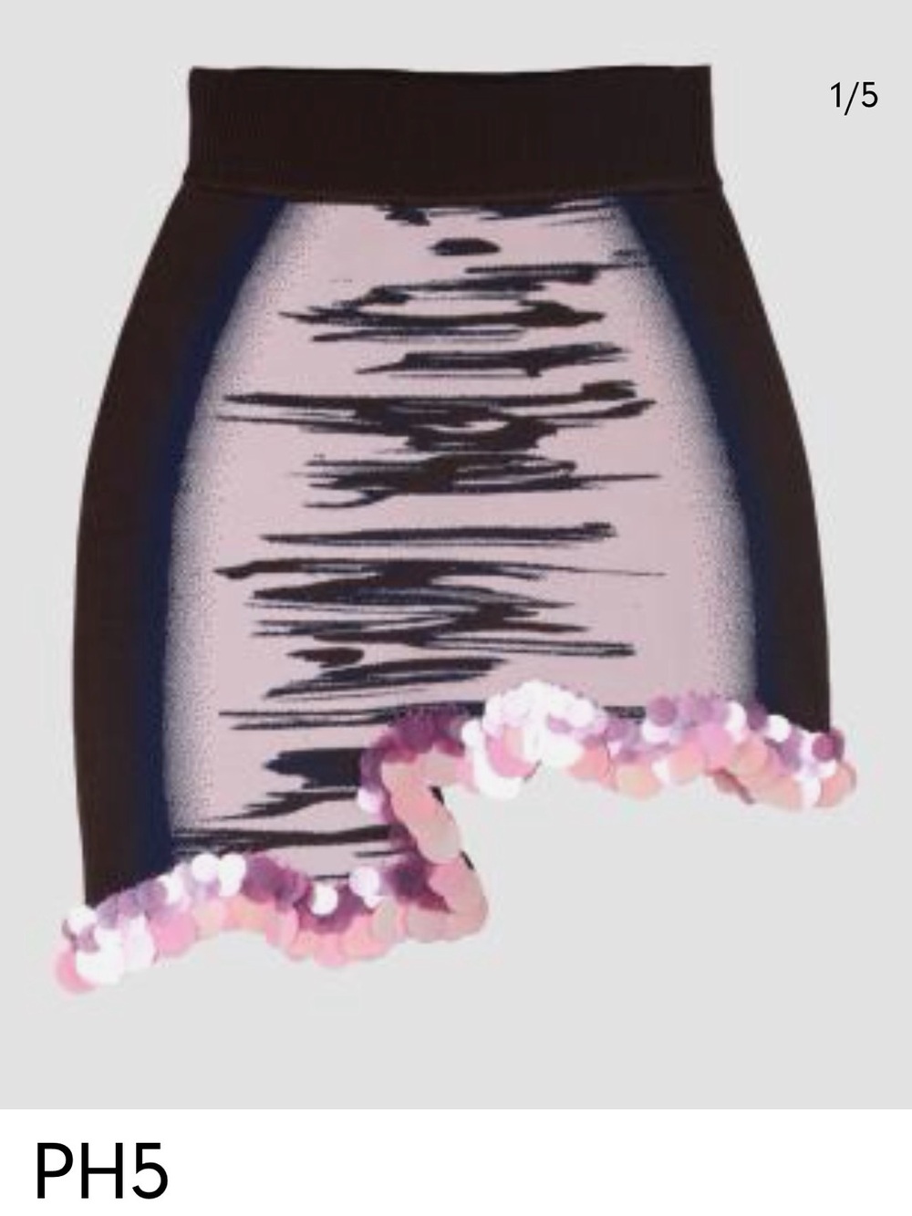PH5 Pink Center with Black Side-Panel Pencil Skirt and Pink Sequin Hem